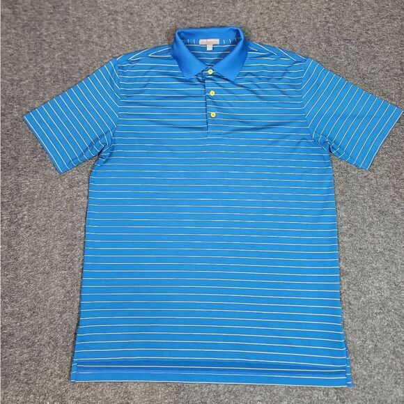 Peter Millar Summer Comfort Mens Golf Polo Shirt Size M Blue Striped - Picture 1 of 10